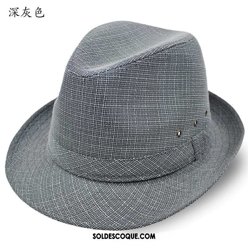 Casquette Chapeau Homme Noir Chapeau De Soleil Ombre Lin Respirant En Vente