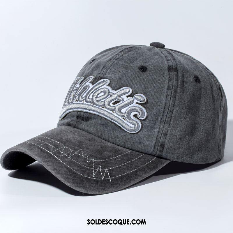 Casquette Chapeau Homme Simple Lavé À L'eau Noir Denim Casquette Pas Cher