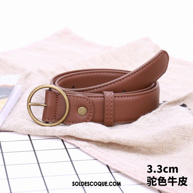 Ceinture Femme All-match Cuir De Vache Simple Étudiant Décoration Soldes