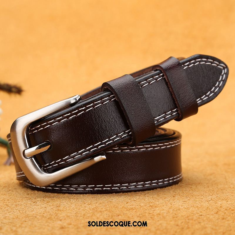 Ceinture Femme All-match Cuir Véritable Personnalité Étudiant Marron En Ligne