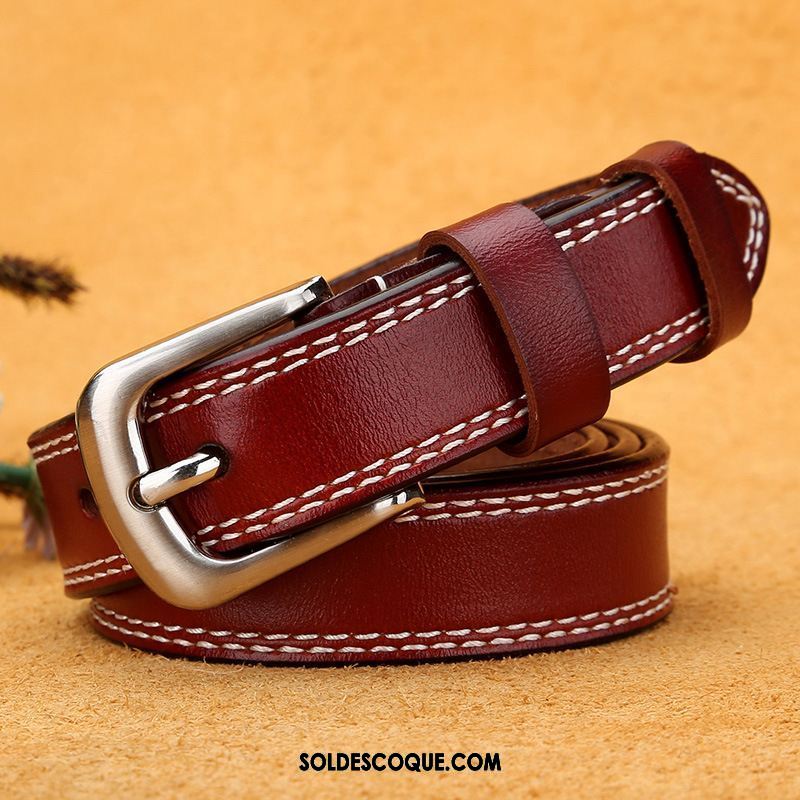 Ceinture Femme All-match Cuir Véritable Personnalité Étudiant Marron En Ligne