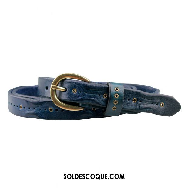 Ceinture Femme All-match Décoration Rétro Couche De Tête Cuir De Vache Pas Cher