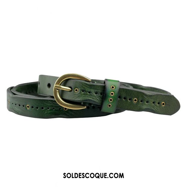 Ceinture Femme All-match Décoration Rétro Couche De Tête Cuir De Vache Pas Cher