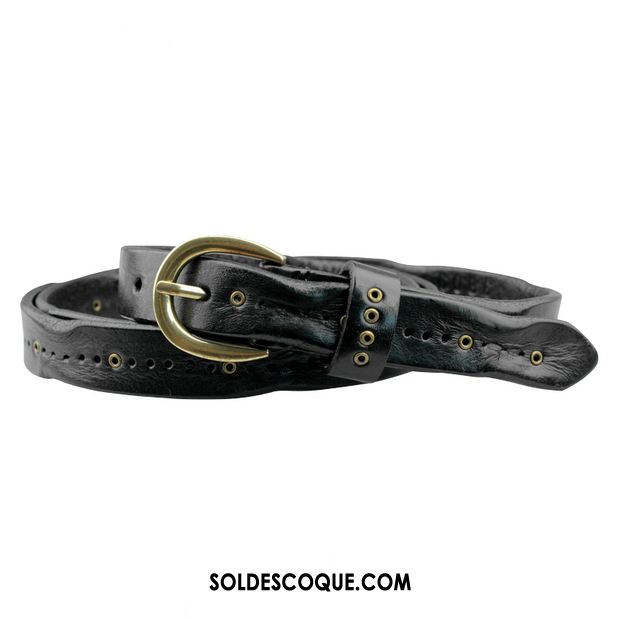 Ceinture Femme All-match Décoration Rétro Couche De Tête Cuir De Vache Pas Cher