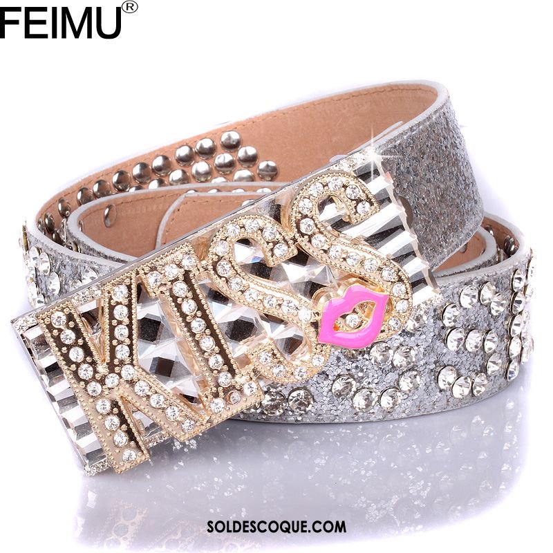 Ceinture Femme Argenté Diamant Paillettes Personnalité Tendance France