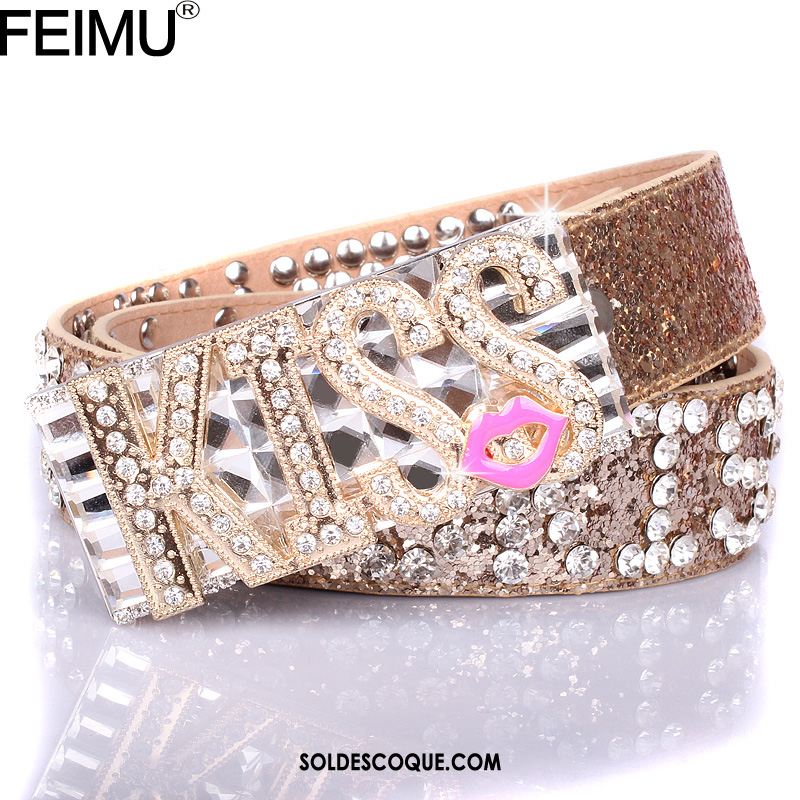 Ceinture Femme Argenté Diamant Paillettes Personnalité Tendance France