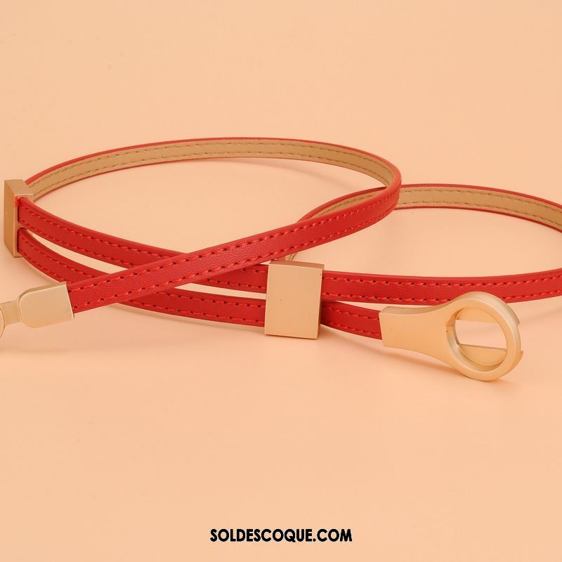 Ceinture Femme Bien All-match Cuir Véritable Rouge Cuir De Vache Pas Cher