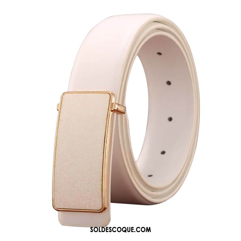 Ceinture Femme Blanc Cuir De Vache Lisse Loisir All-match Soldes