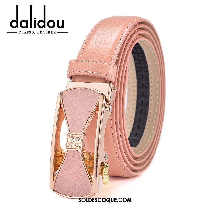 Ceinture Femme Boucle Automatique Loisir Mode Cuir De Vache Étroit Pas Cher