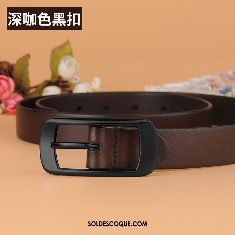 Ceinture Femme Couche De Tête Simple Argenté Cuir De Vache Décoration En Vente