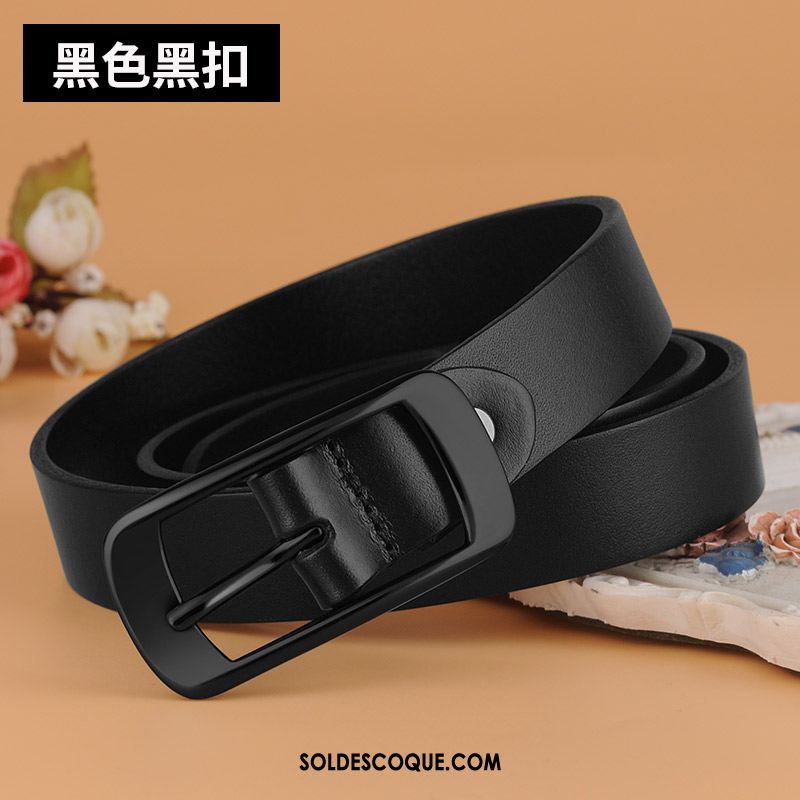 Ceinture Femme Couche De Tête Simple Argenté Cuir De Vache Décoration En Vente