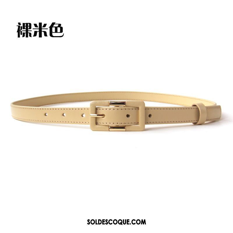 Ceinture Femme Cuir De Vache Couche De Tête Jaune All-match Rouge En Ligne