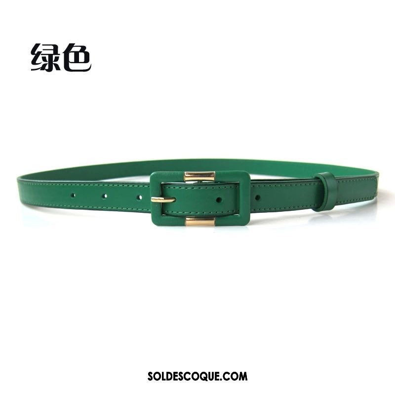 Ceinture Femme Cuir De Vache Couche De Tête Jaune All-match Rouge En Ligne