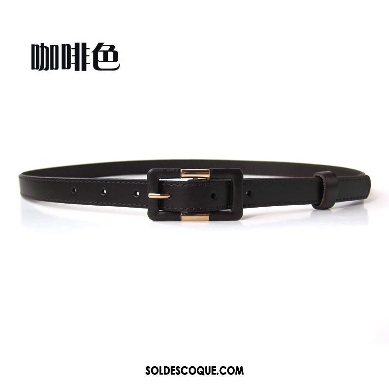 Ceinture Femme Cuir De Vache Couche De Tête Jaune All-match Rouge En Ligne