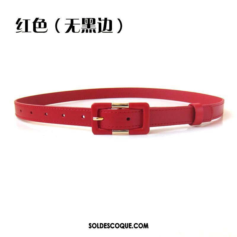 Ceinture Femme Cuir De Vache Couche De Tête Jaune All-match Rouge En Ligne