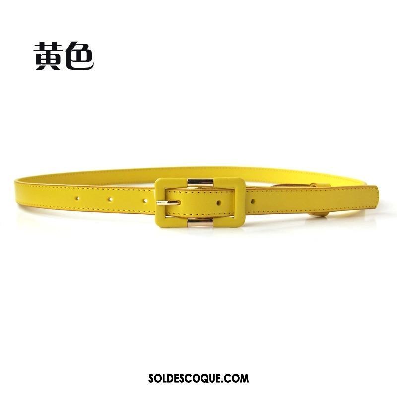 Ceinture Femme Cuir De Vache Couche De Tête Jaune All-match Rouge En Ligne