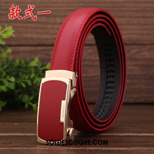 Ceinture Femme Cuir Véritable Loisir Doux Boucle Automatique All-match Soldes