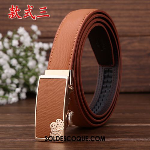 Ceinture Femme Cuir Véritable Loisir Doux Boucle Automatique All-match Soldes