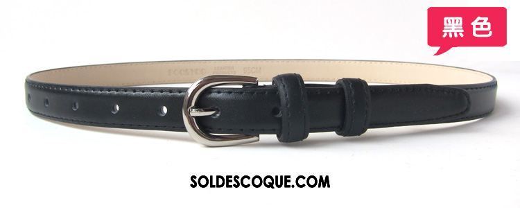 Ceinture Femme Cuir Véritable Noir Simple Boucle All-match Pas Cher