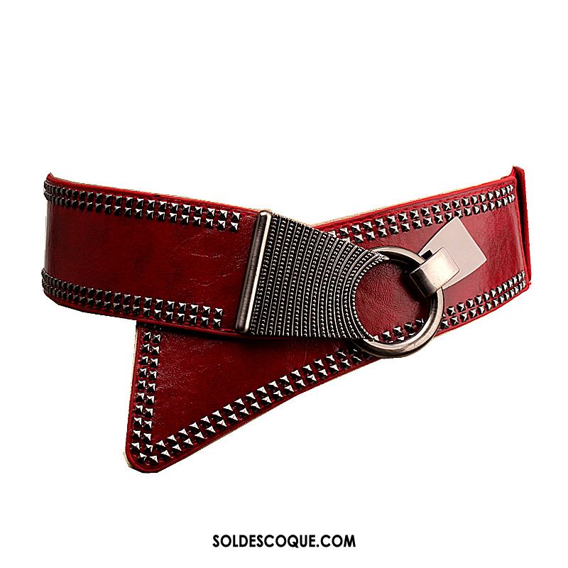 Ceinture Femme Décoration All-match Œillet Noir Rouge Soldes