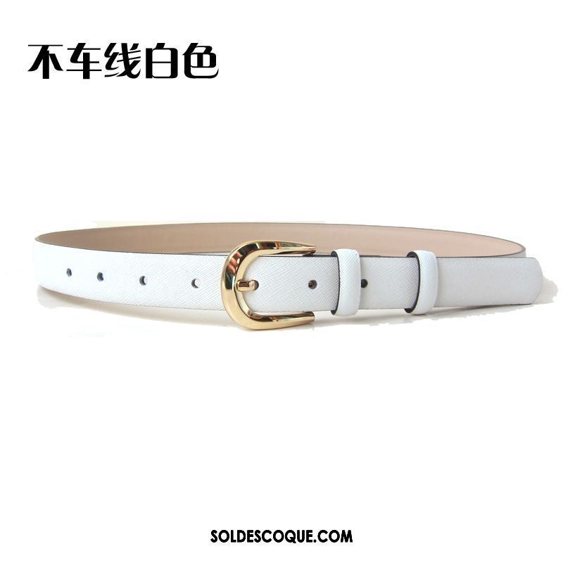 Ceinture Femme Décoration Cuir Véritable Simple Cuir De Vache Bleu En Ligne