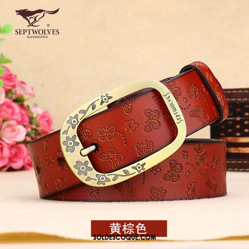 Ceinture Femme Décoration Loisir Boucle Cuir Véritable Tendance Pas Cher