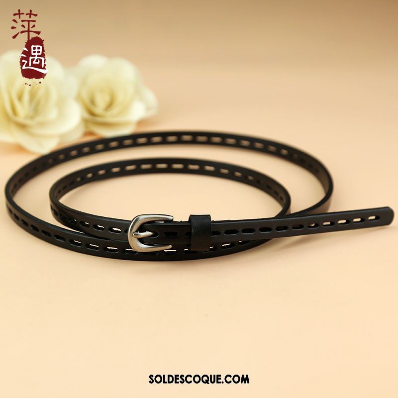 Ceinture Femme Décoration Noir All-match Loisir Couche De Tête En Ligne