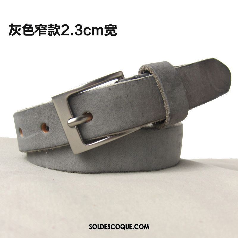 Ceinture Femme Homme Pure Gris Doux Cuir De Vache En Vente