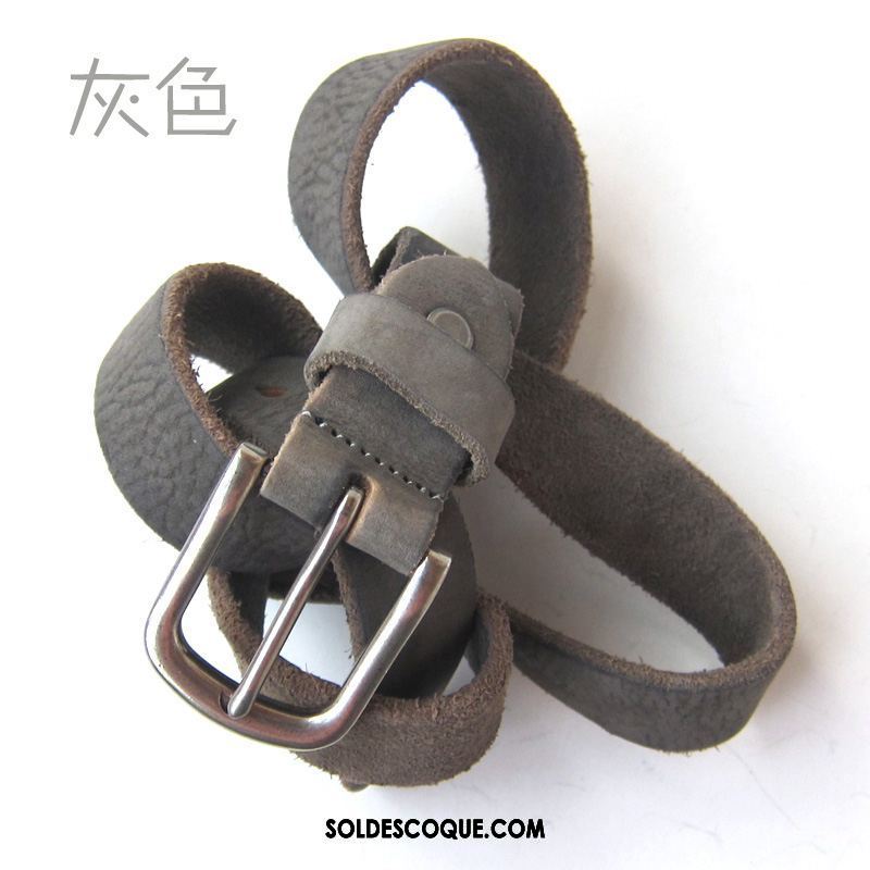 Ceinture Femme Homme Pure Gris Doux Cuir De Vache En Vente