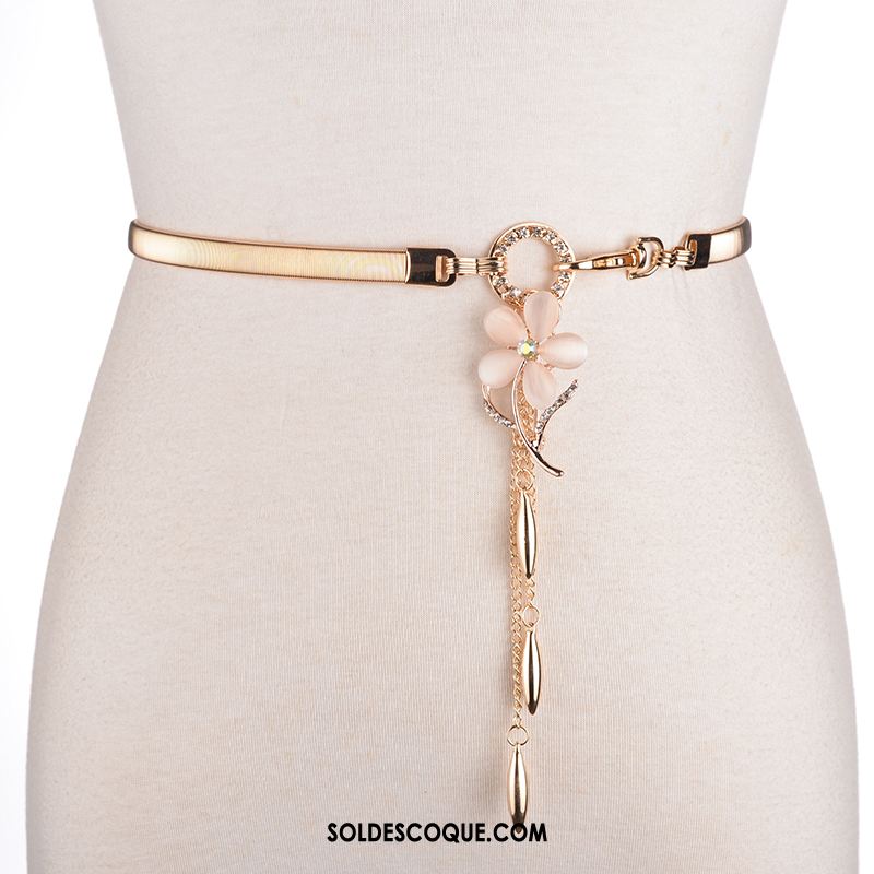 Ceinture Femme Loisir Élastique Tendance Mode Métal Pas Cher