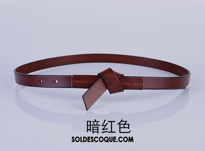 Ceinture Femme Mode All-match Rouge Couche De Tête Noir Soldes