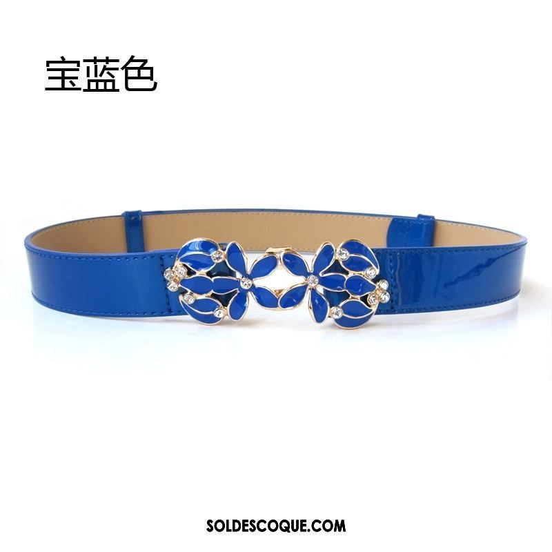 Ceinture Femme Mode Blanc Fleurs Cuir Véritable All-match En Vente