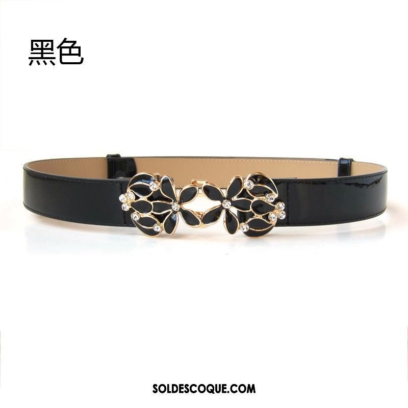 Ceinture Femme Mode Blanc Fleurs Cuir Véritable All-match En Vente