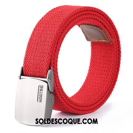 Ceinture Femme Mode Lisse Rouge Toile Homme En Vente