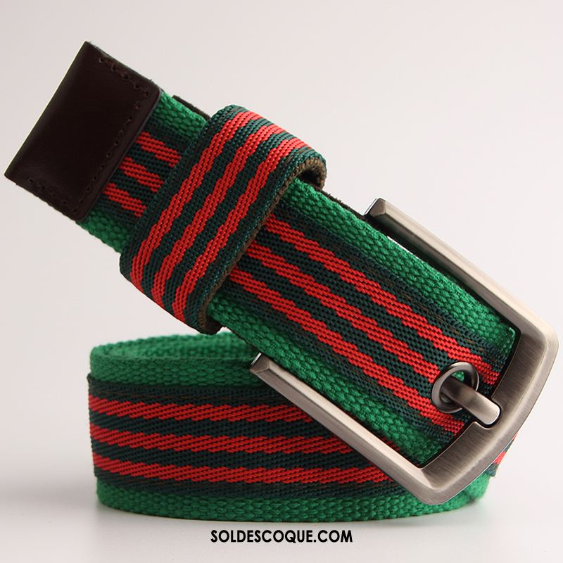 Ceinture Femme Multicolore Boucle Plus Épais Rouge Rayé France