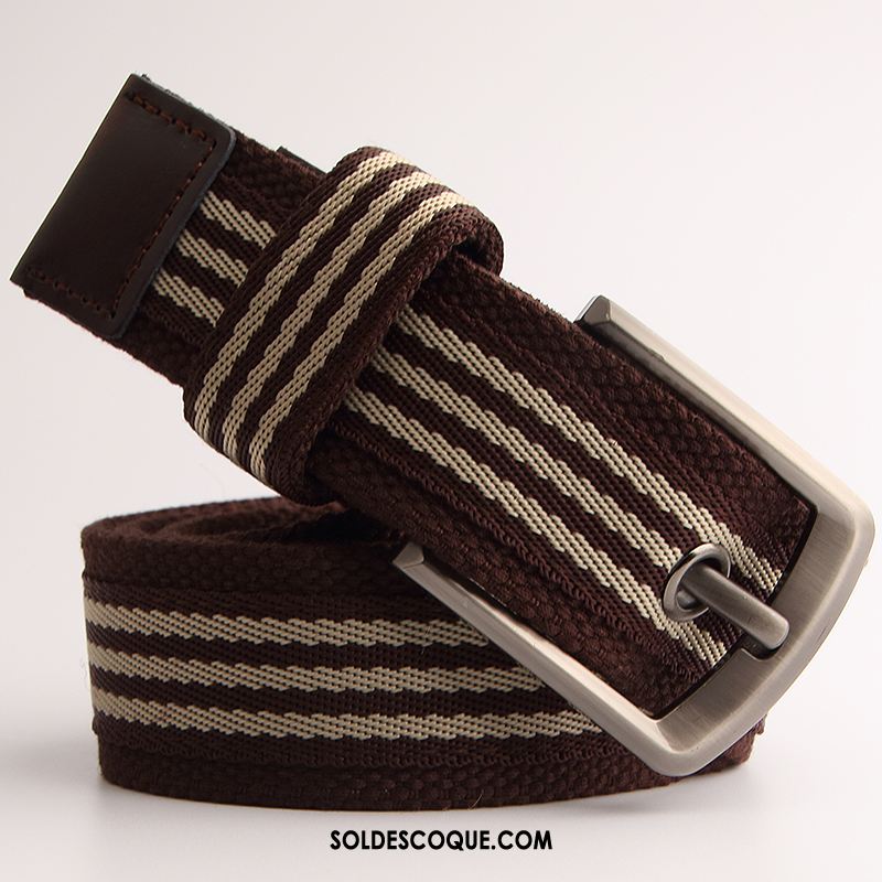 Ceinture Femme Multicolore Boucle Plus Épais Rouge Rayé France