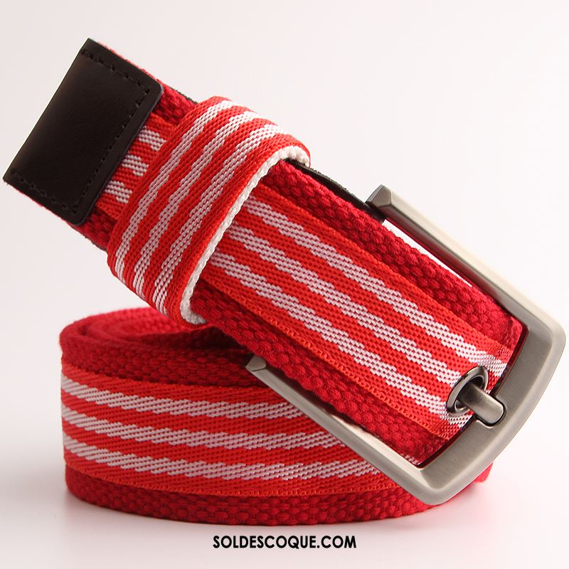 Ceinture Femme Multicolore Boucle Plus Épais Rouge Rayé France