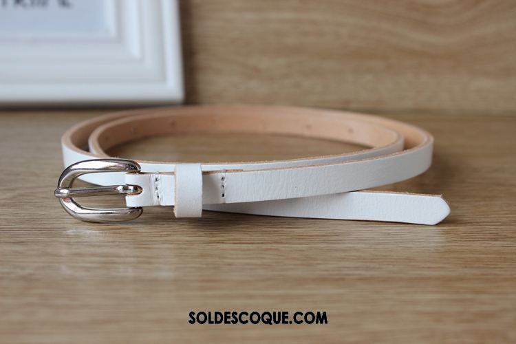 Ceinture Femme Noir Rouge Cuir Véritable Décoration Étroit Pas Cher