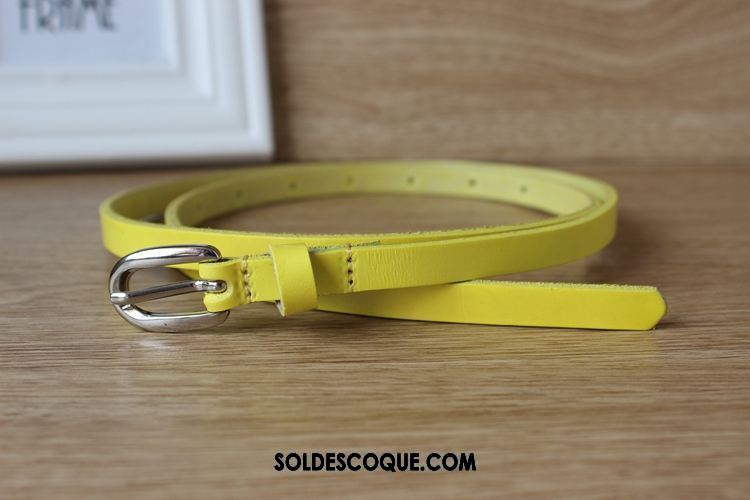 Ceinture Femme Noir Rouge Cuir Véritable Décoration Étroit Pas Cher