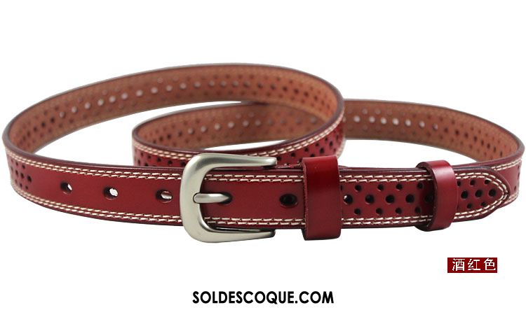 Ceinture Femme Respirant All-match Noir Cuir De Vache Jeans En Vente