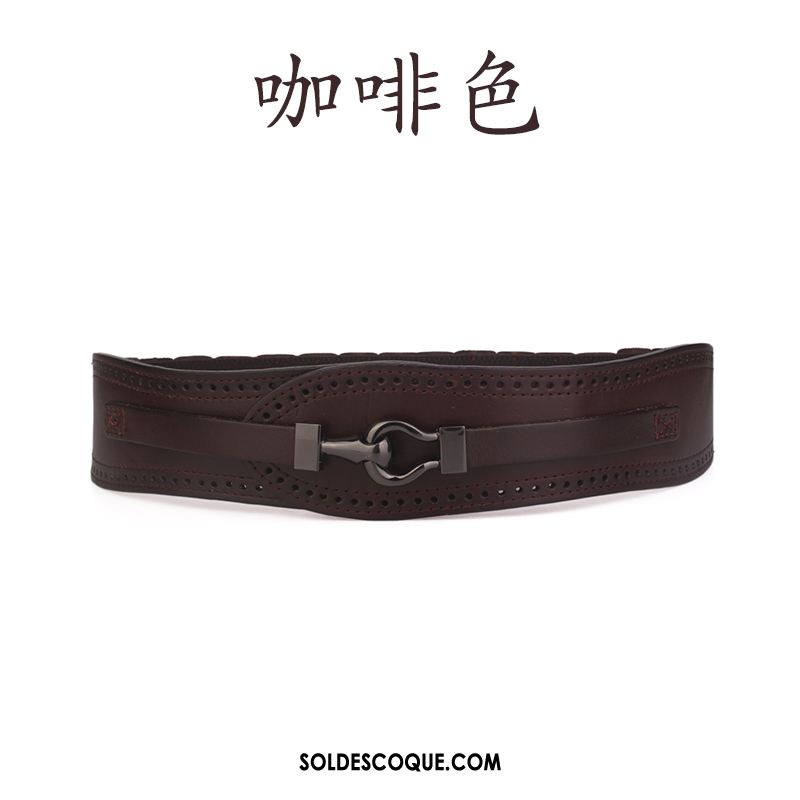 Ceinture Femme Rouge Décoration Cuir Véritable Cuir De Vache Élastique Pas Cher