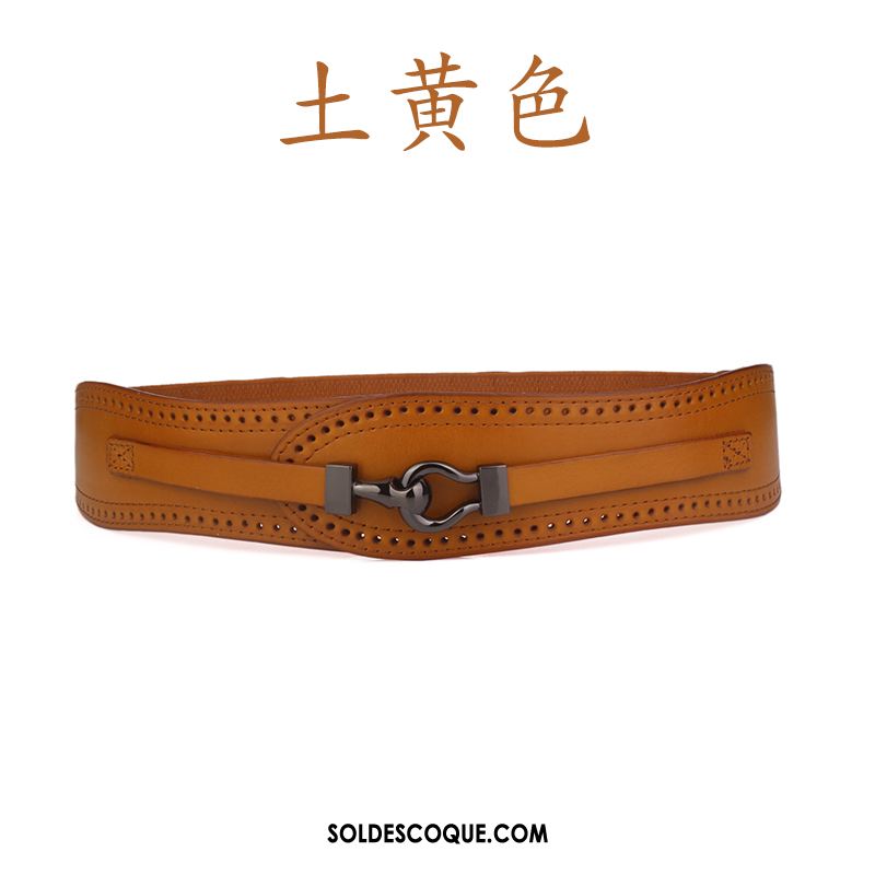 Ceinture Femme Rouge Décoration Cuir Véritable Cuir De Vache Élastique Pas Cher