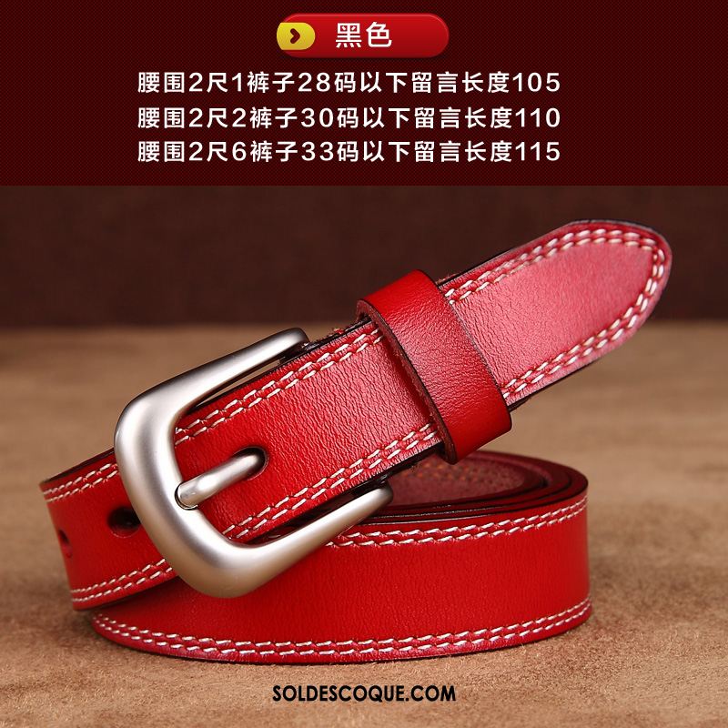 Ceinture Femme Rouge Loisir Mode Modèles Féminins Cuir De Vache Pas Cher