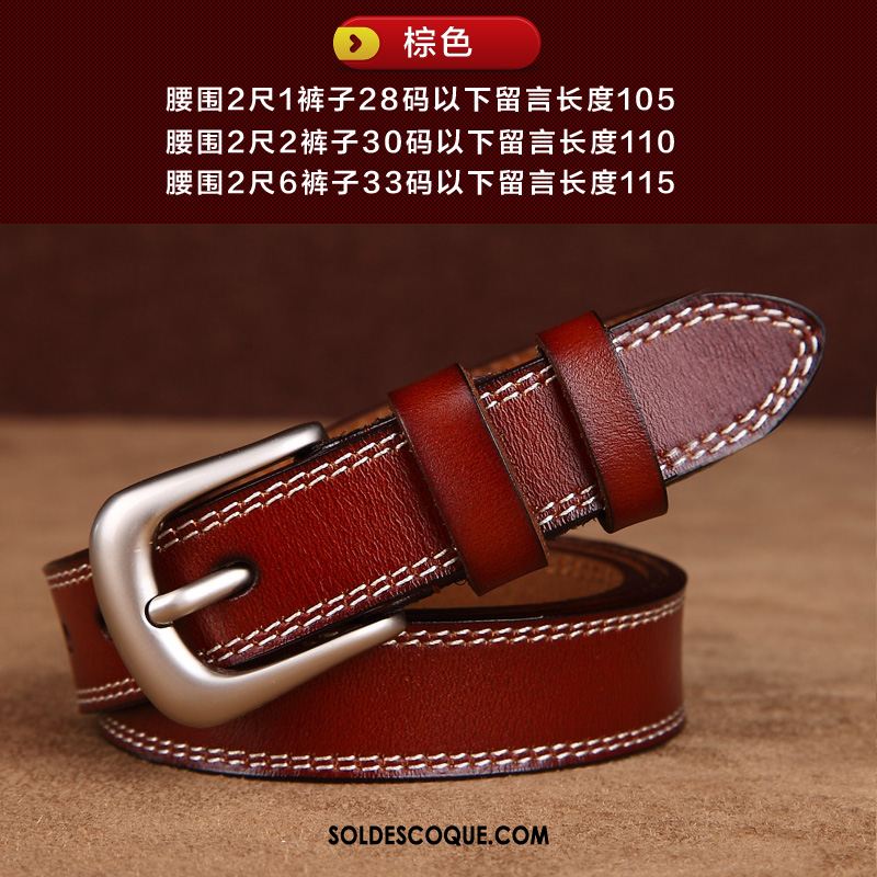 Ceinture Femme Rouge Loisir Mode Modèles Féminins Cuir De Vache Pas Cher