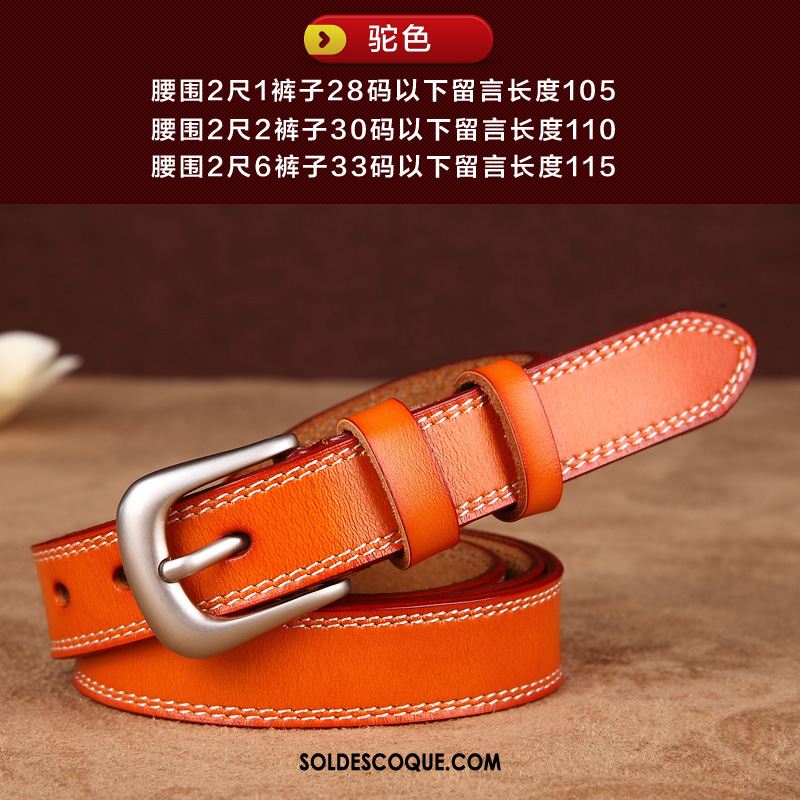 Ceinture Femme Rouge Loisir Mode Modèles Féminins Cuir De Vache Pas Cher