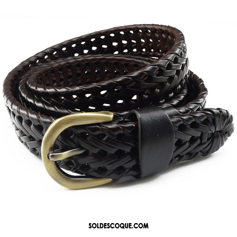 Ceinture Femme Rétro Cuir De Vache Jeunesse Tissage Spécial Pas Cher