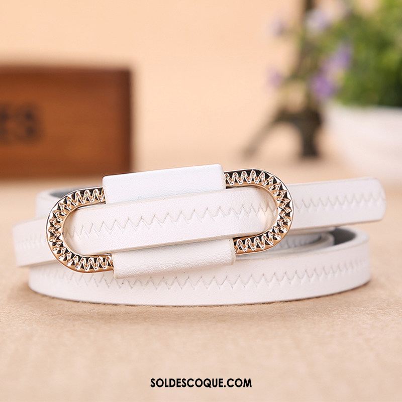 Ceinture Femme Simple Cuir Véritable Décoration Loisir Bleu En Vente