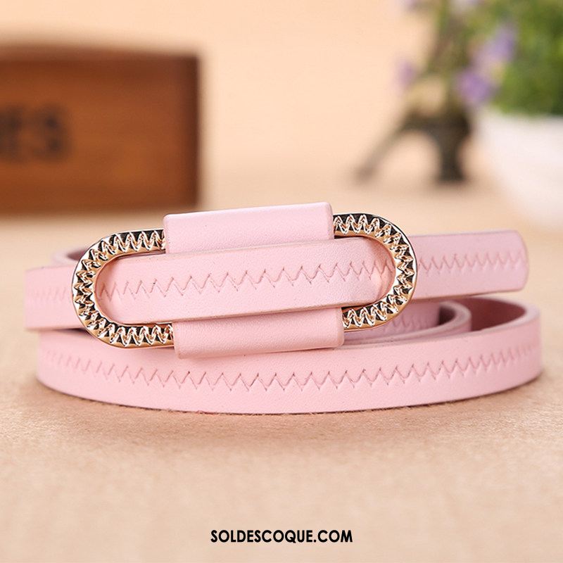 Ceinture Femme Simple Cuir Véritable Décoration Loisir Bleu En Vente