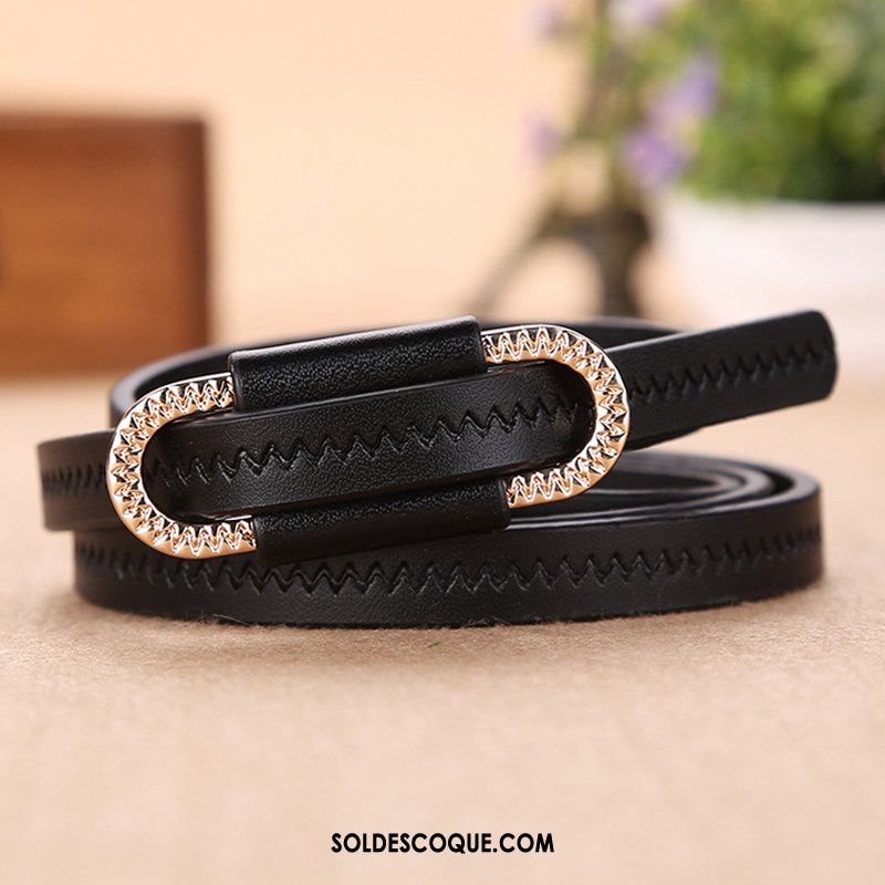 Ceinture Femme Simple Cuir Véritable Décoration Loisir Bleu En Vente