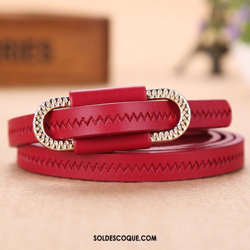 Ceinture Femme Simple Cuir Véritable Décoration Loisir Bleu En Vente